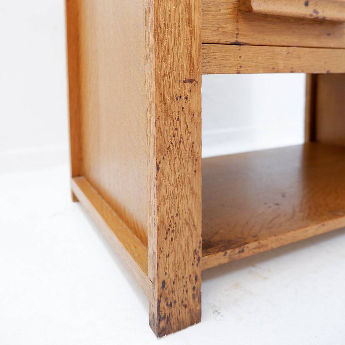 1960s wooden sewing cabinet with double-sided drawers