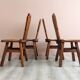 Ensemble de 4 chaises à manger en chêne brutaliste belge.