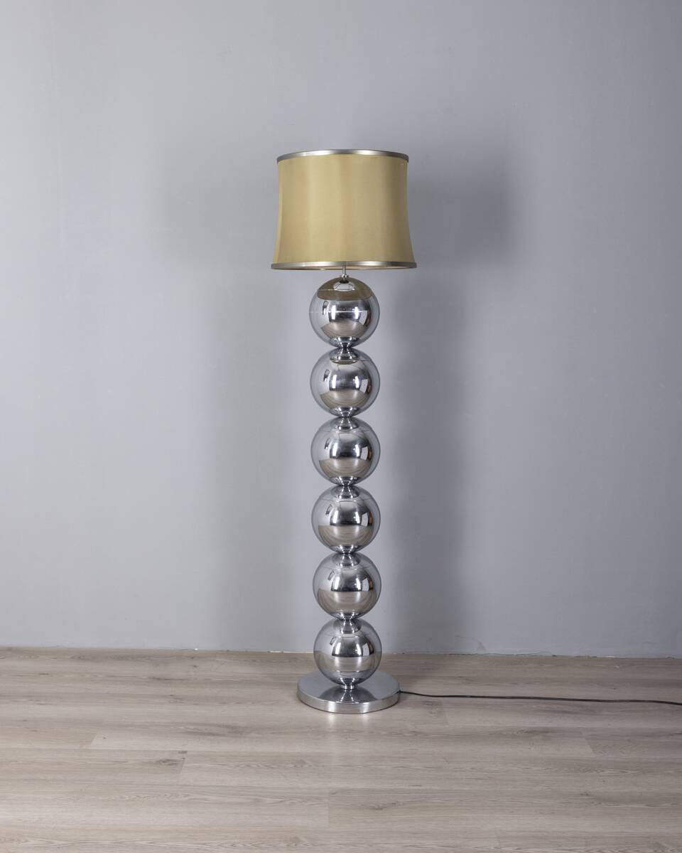Vintage 1970s floor lamp with chromed metal spheres, Italian design