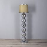 Vintage 1970s floor lamp with chromed metal spheres, Italian design