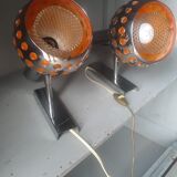 Paire d'appliques en métal chromé orientables sur rotules vers 1970