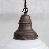 Opaline and Brass French Pendant Light