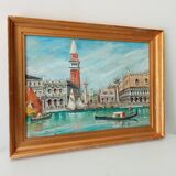 Old oil painting on canvas Venice "Piazza San Marco"