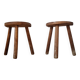 Pair of tripod wooden stools - brutalist look