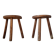 Pair of tripod wooden stools - brutalist look