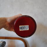Ensemble de flacon pour salle de bain verre rouge et étain mid-century