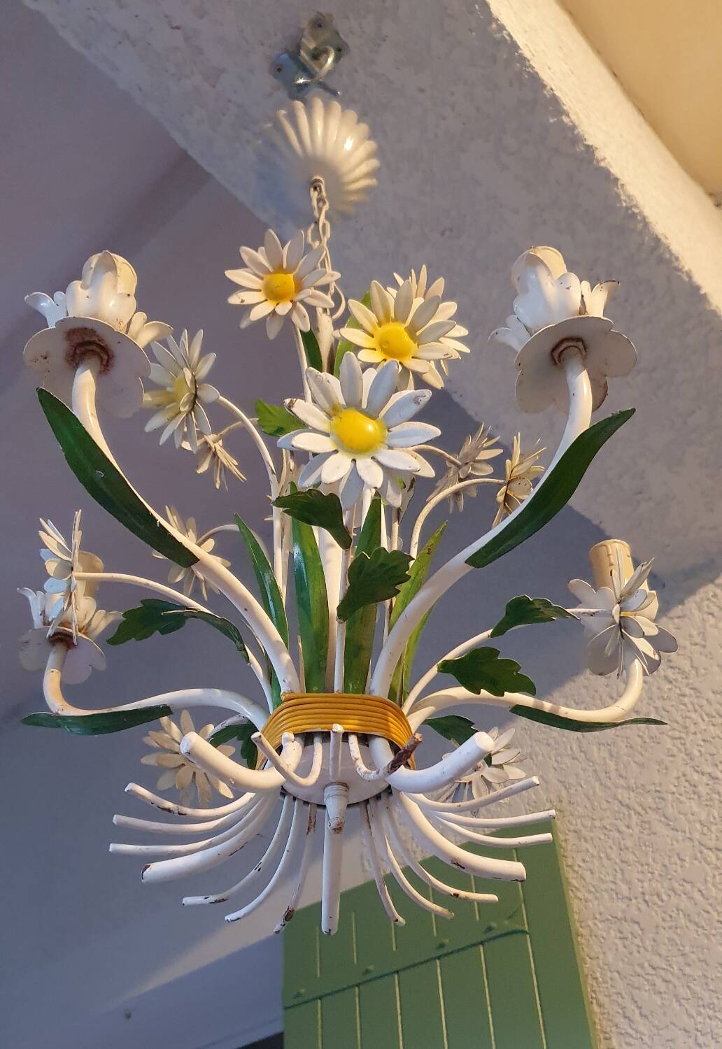Wrought iron flower chandelier