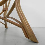 Bamboo coffee table with round glass top