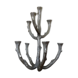 Brutalist candlestick sculpture massive aluminum tree 70s