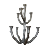 Bougeoir brutaliste sculpture arbre aluminium massif années 70