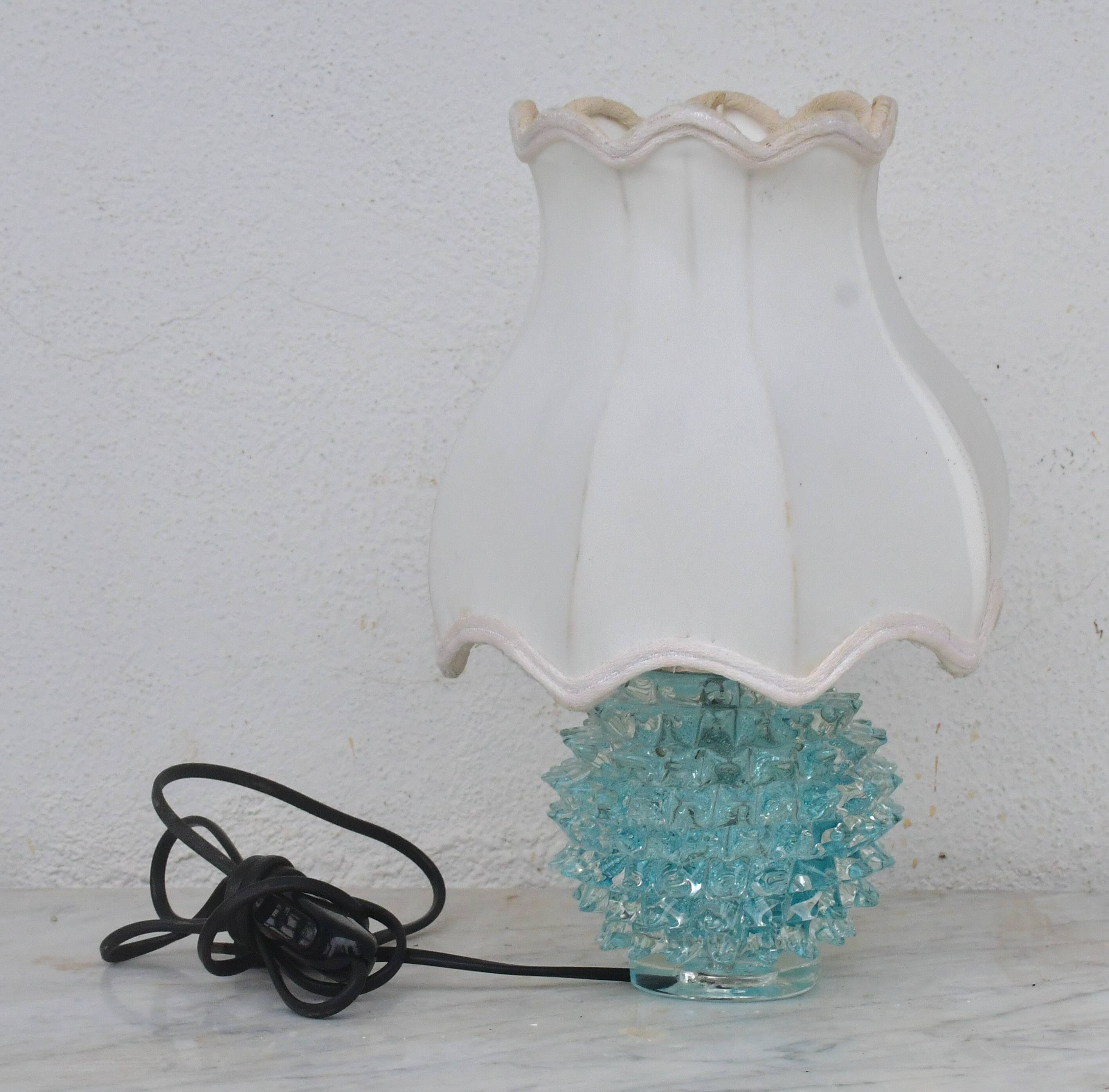 Rare blue table lamp in rostrato Murano glass vase for Barovier & Toso, 1950s