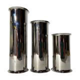 Set of 3 retro tea light candle holders | silver colored mid century candle holders