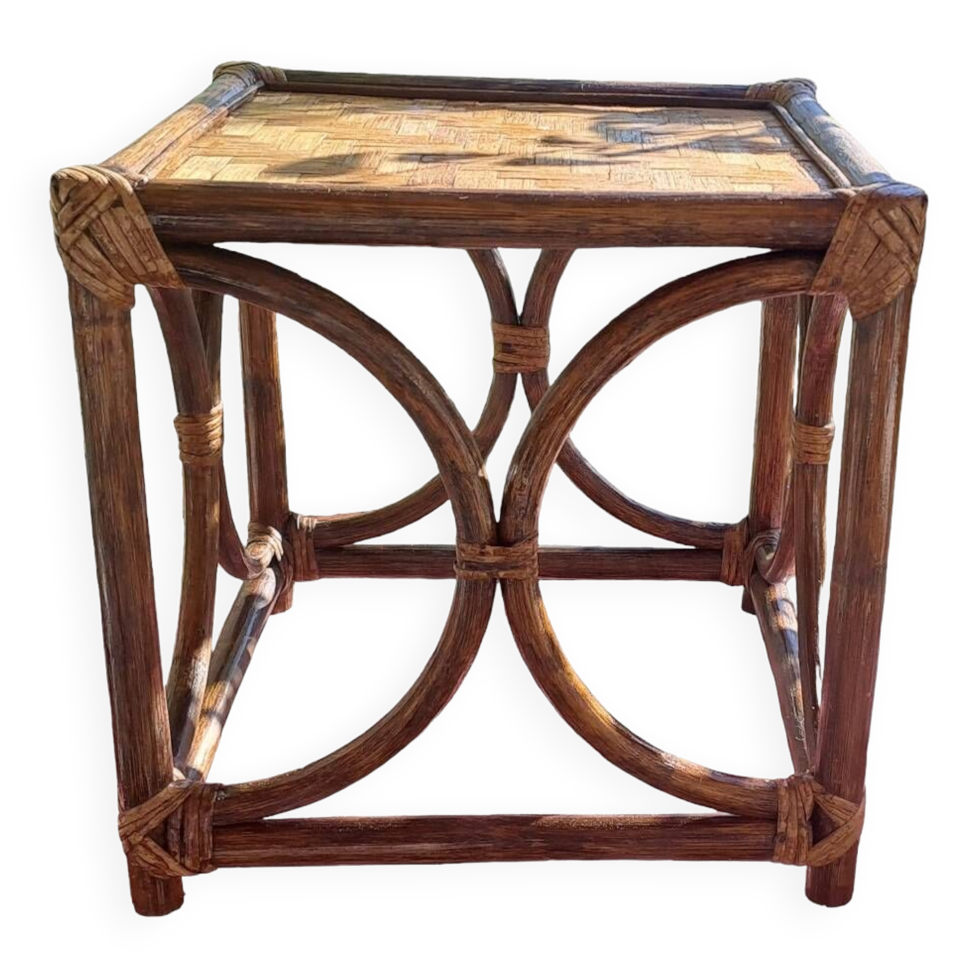Glazed honey-colored bamboo coffee table Pier Import 1980