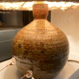 Lamp stoneware pyrite lampshade wool La Borne