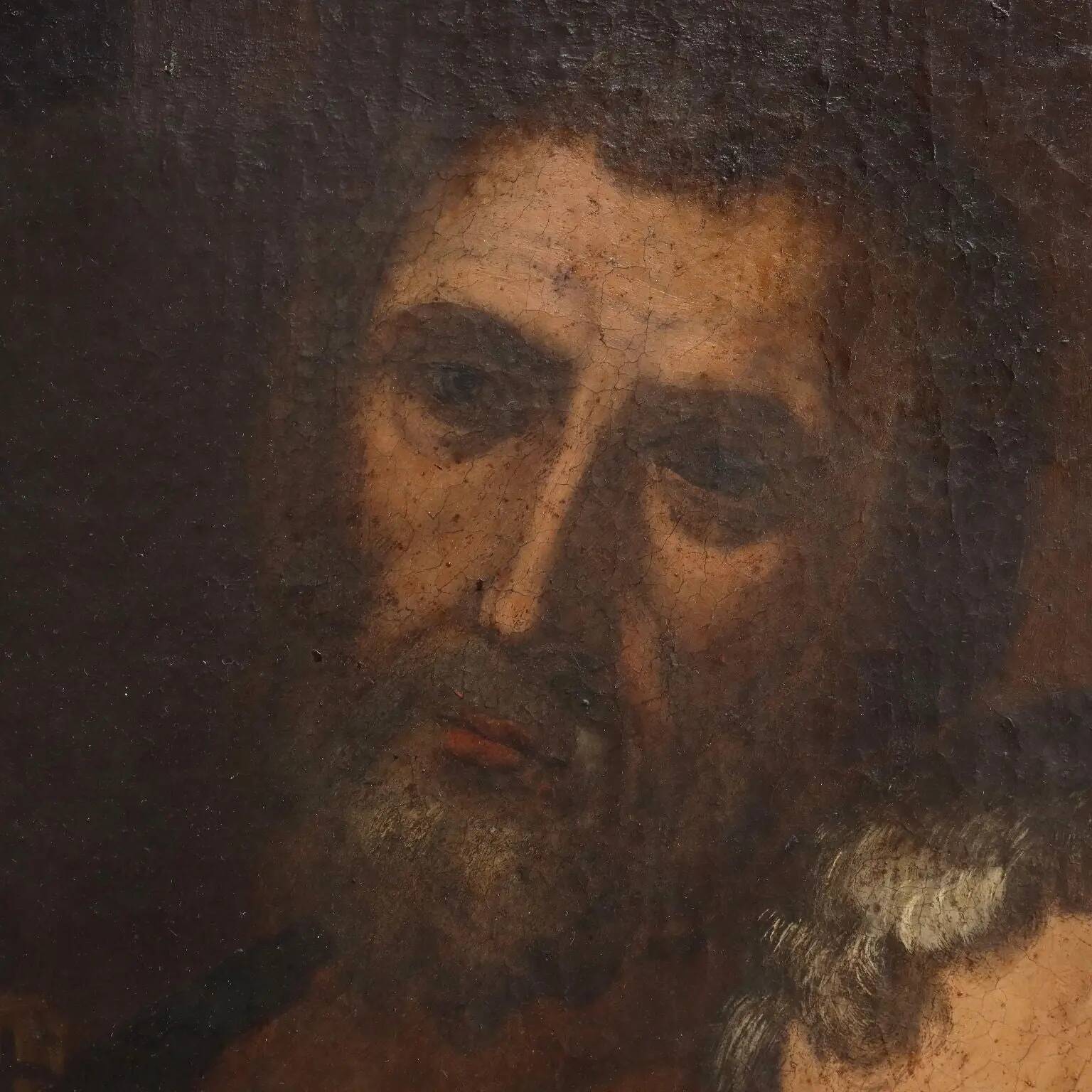 Ancient painting with a religious subject, oil on canvas, Italy, 17th century.