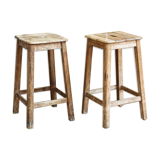 Paire de tabourets d'atelier, bois brut
