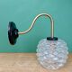 Swan neck vintage globe wall light in moulded glass