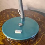 Italian design desk lamp, green metal, Fase style, 1970s, adjustable, flexible