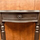 Table d'appoint, console anglaise classique noire avec plateau en cuir