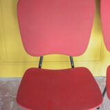 Pair of wooden and faux leather chairs from the 1950s, vintage chairs, retro.