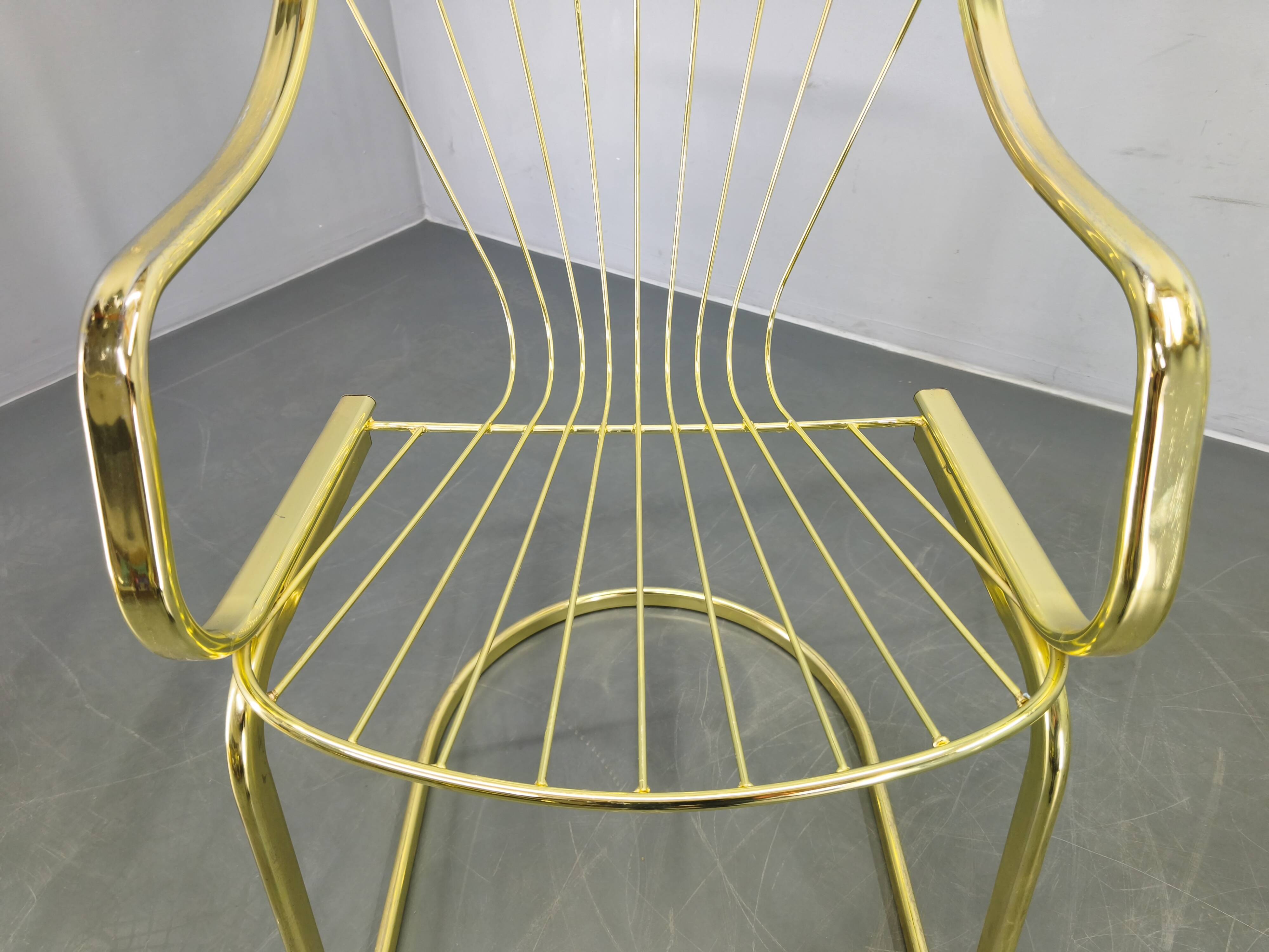 Set of 5 Gastone Rinaldi Brass Dining Chairs for Rima, Italy 1970s