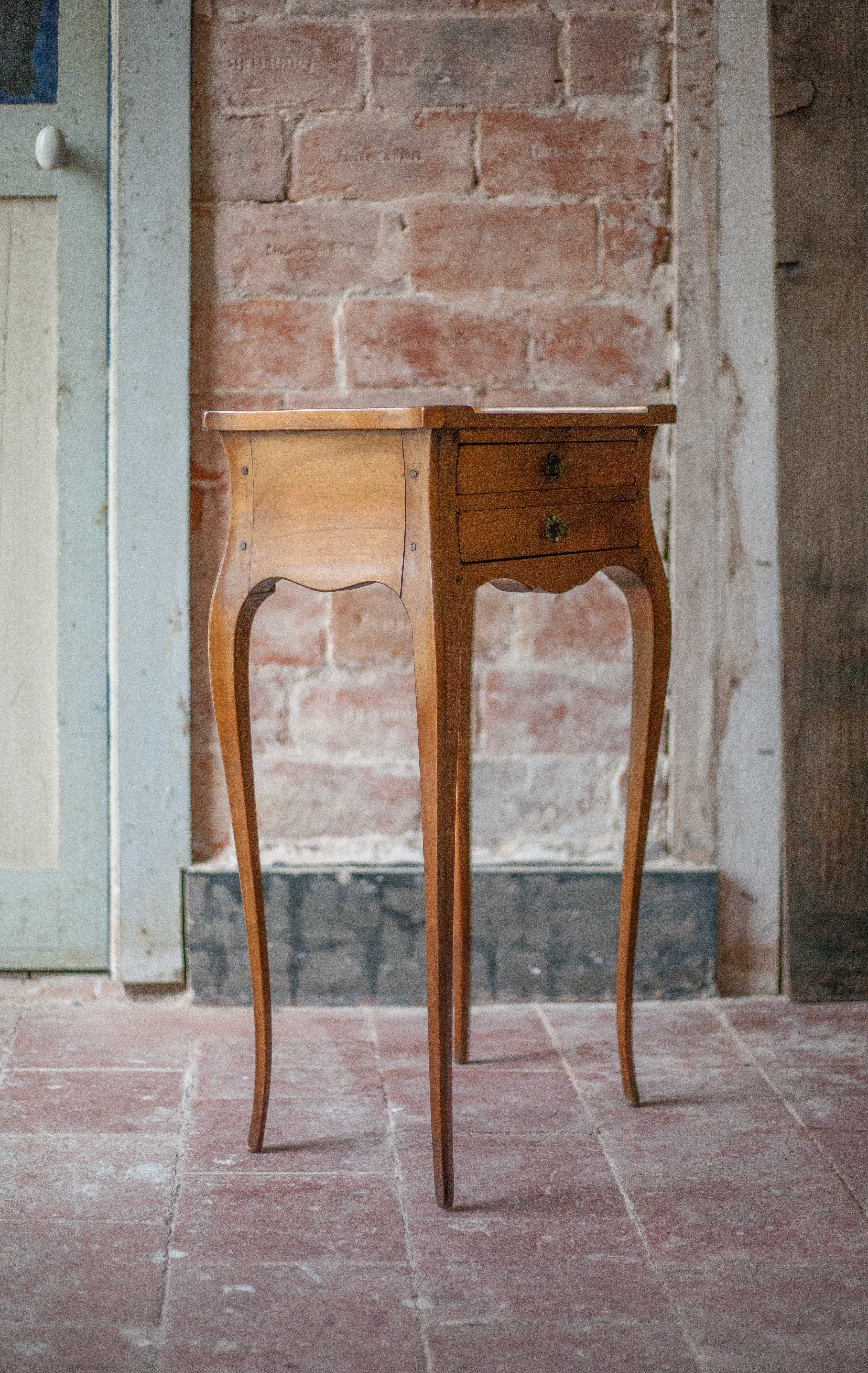 Vintage bedside table, bedside table with 2 drawers, side table, Louis XV.