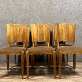 Set of 6 Art Deco period walnut chairs with fan backs, circa 1930