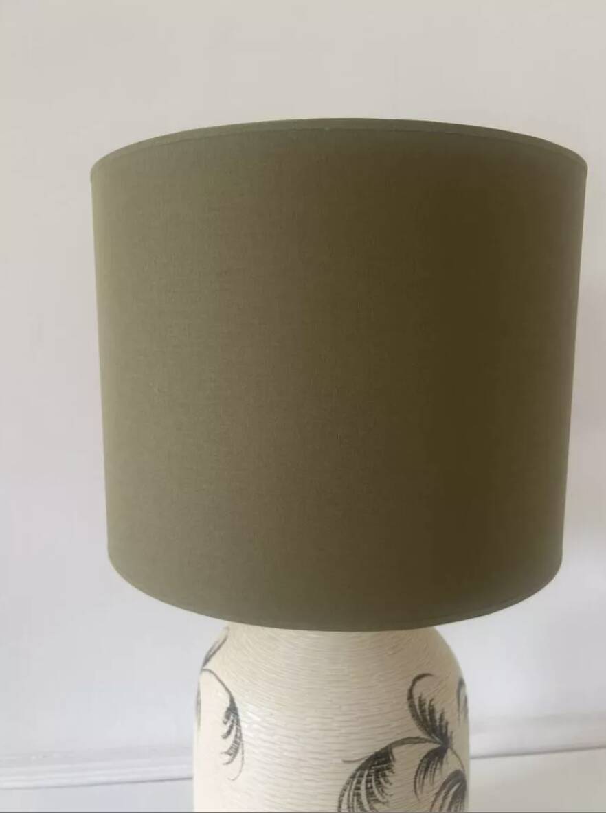 Mid-Century Modern Floral Ceramic Table Lamp
