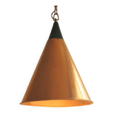 Rare cone - shaped pendant lamp in hammered structed copper - Denmark 1960s.