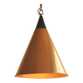 Rare cone - shaped pendant lamp in hammered structed copper - Denmark 1960s.