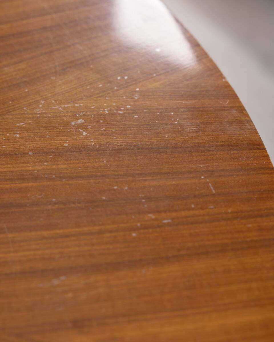 Vintage wooden round table from 1960s designed by Carlo Ratti for Lissoni