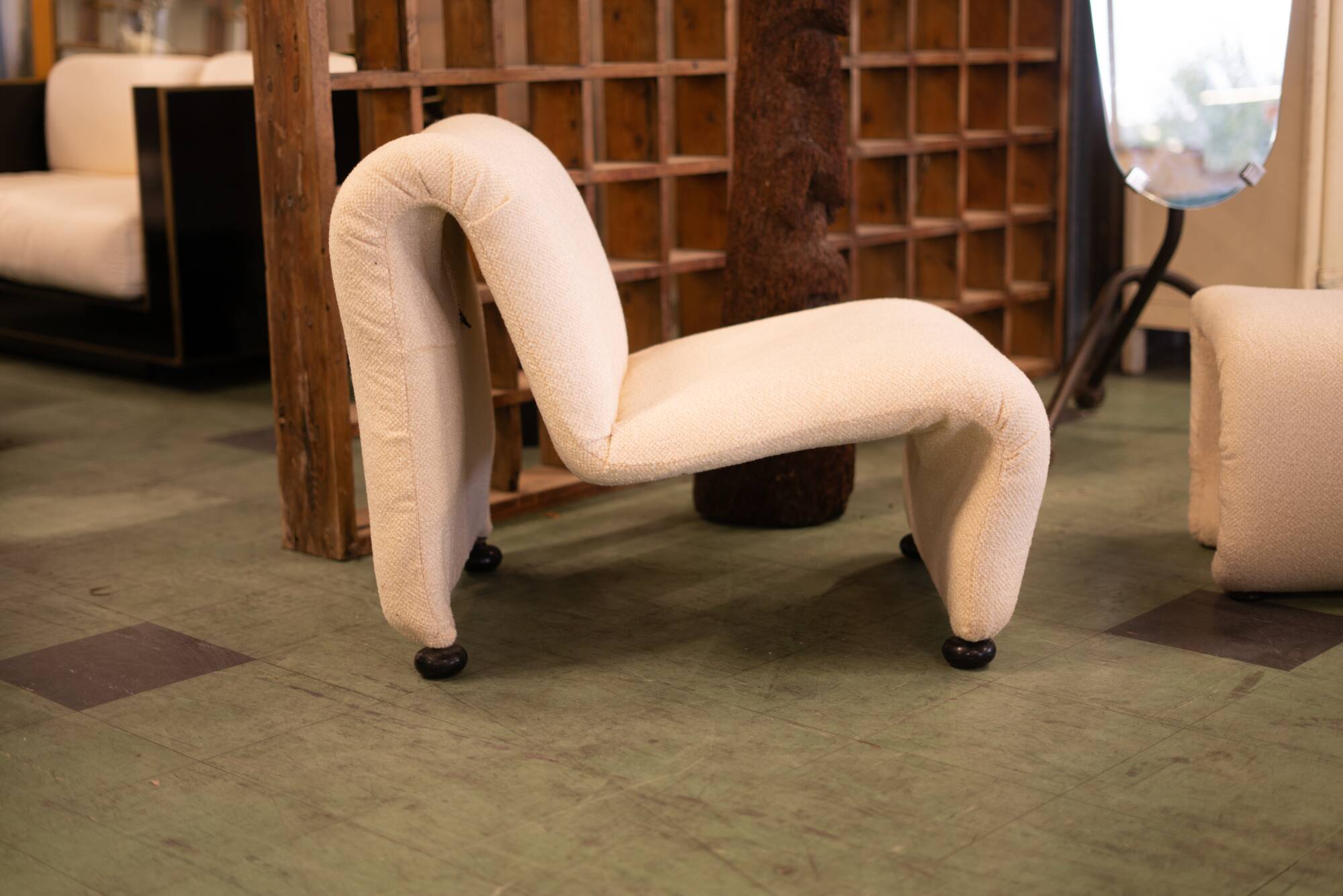 Armchair Étienne Fermigier and its ottoman