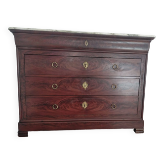 Louis Philippe chest of drawers in mahogany and marble top