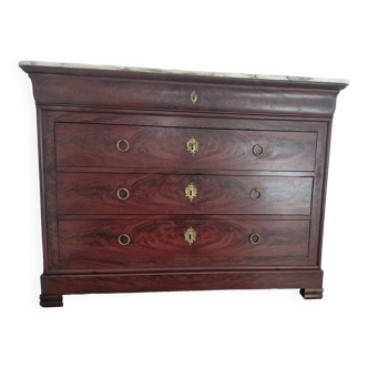 Commode Louis Philippe en acajou et plateau marbre