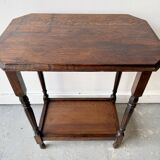 Table d'appoint ancienne en bois à 2 niveaux
