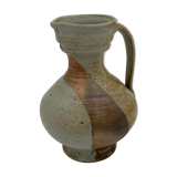 Vintage stoneware pitcher, iridescent two-tone enamel - 1960s-1970s