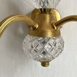 Pair of double glass and metal wall lights, 1960s