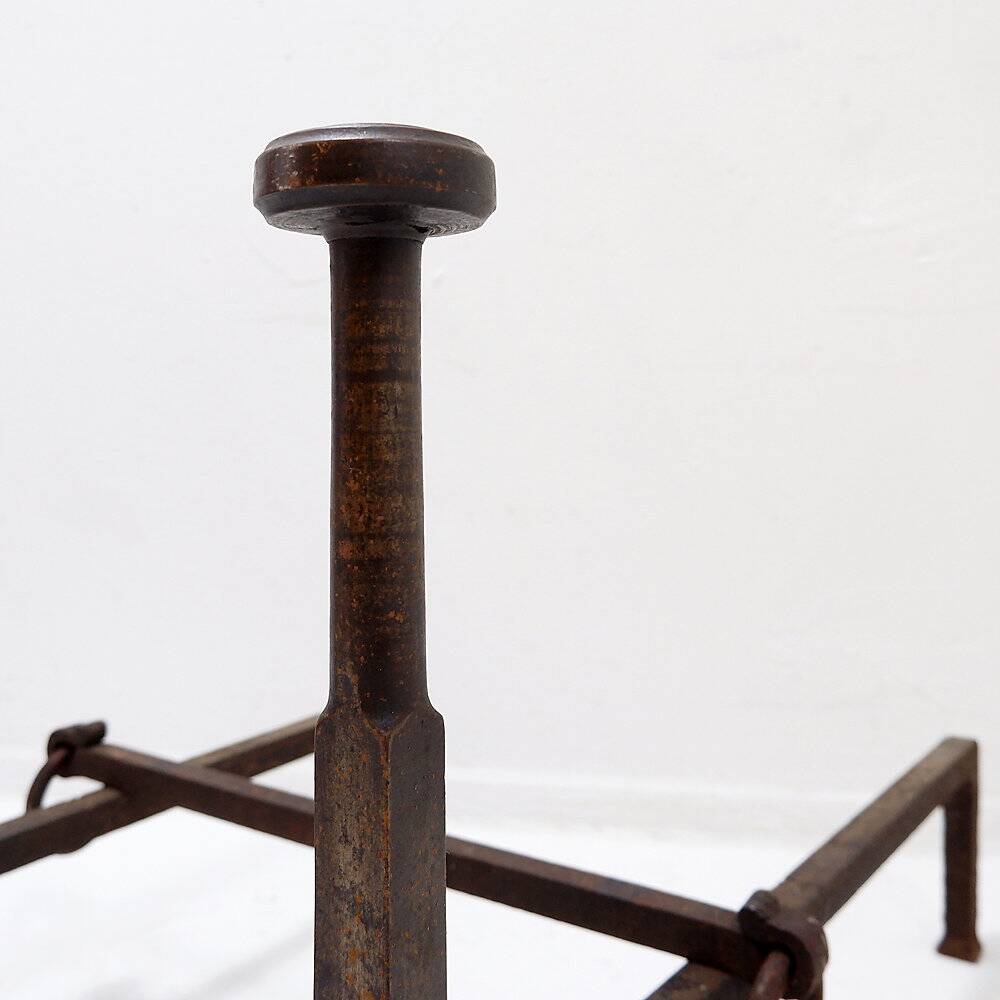 Pair of antique wrought iron fire dogs - 19th century