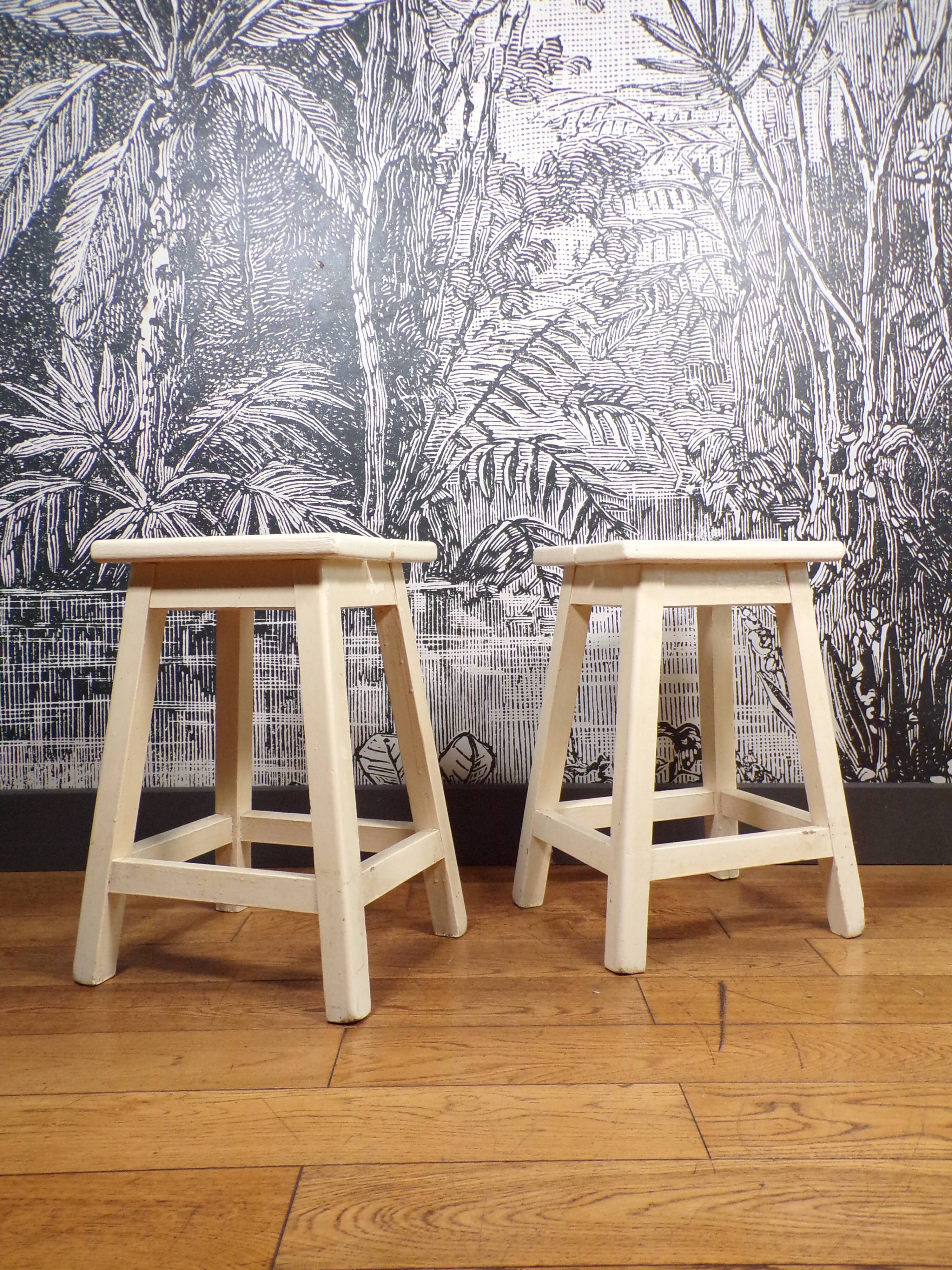 Pair of old farm stools