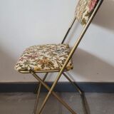 Vintage folding chair lafuma doree and tapestry