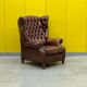 Fauteuil inclinable chesterfield vintage fait main marron