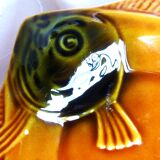 4 assiettes à poisson barbotine Sarreguemines vintage, assiettes vintage.