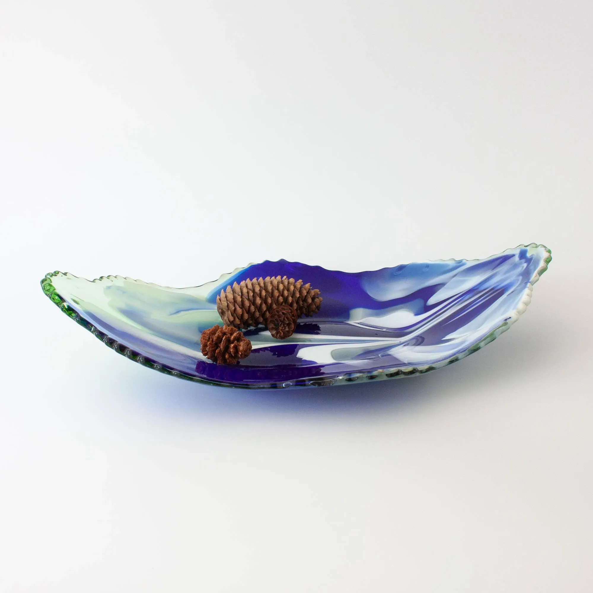 Vintage Leaf Design Glass Tray from Marinha Grande, 1960s