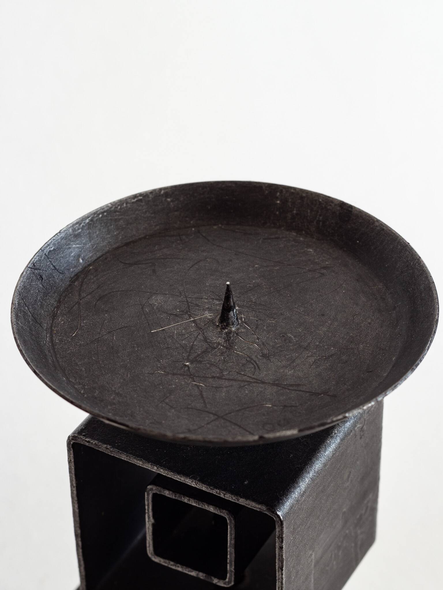 Wrought metal totem candle holder, 1960s