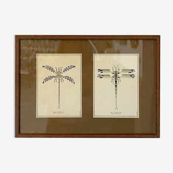 Wooden frame dragonflies