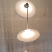 Suspension with three opaline lampshades - mid 20th century.