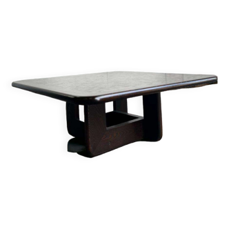 Table basse carrée vintage / table basse en wengé