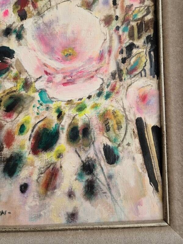 Gabriel Deschamps (1919-2011) Oil on canvas - The rose - 1960