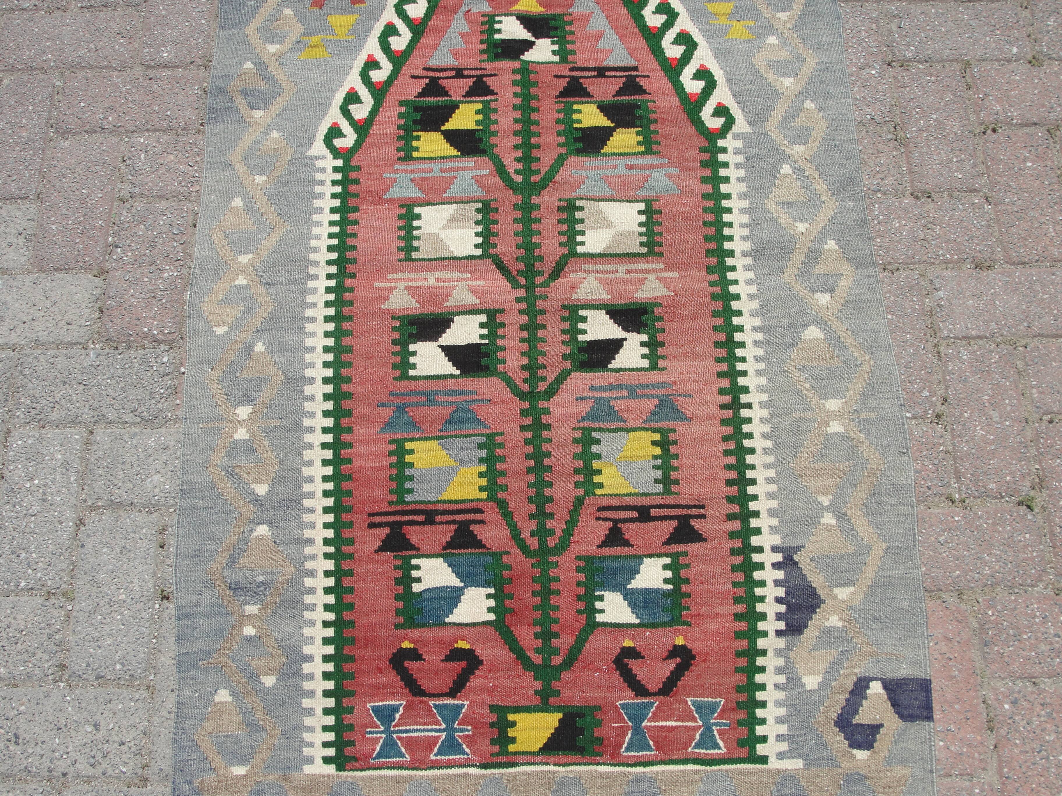 Small handmade area kilim rug carpet