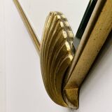 Miroir en forme d'éventail Deknudt orné d'un motif de coquillage doré, Belgique, années 1980